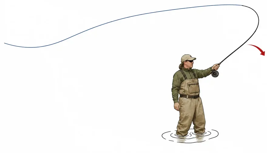 Overhead cast — back cast loop and front cast to the target